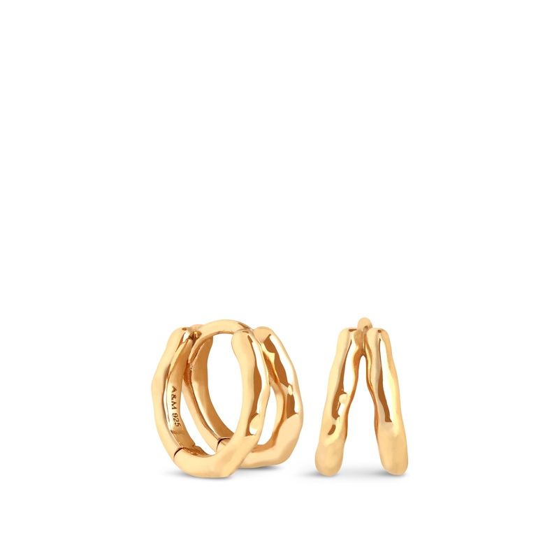 Gold Molten Texture Illusion Huggies Earrings