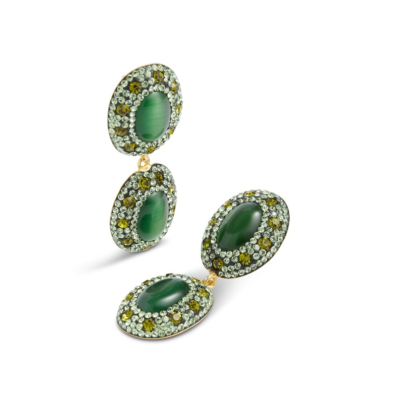 Green Drop Crystal Earrings