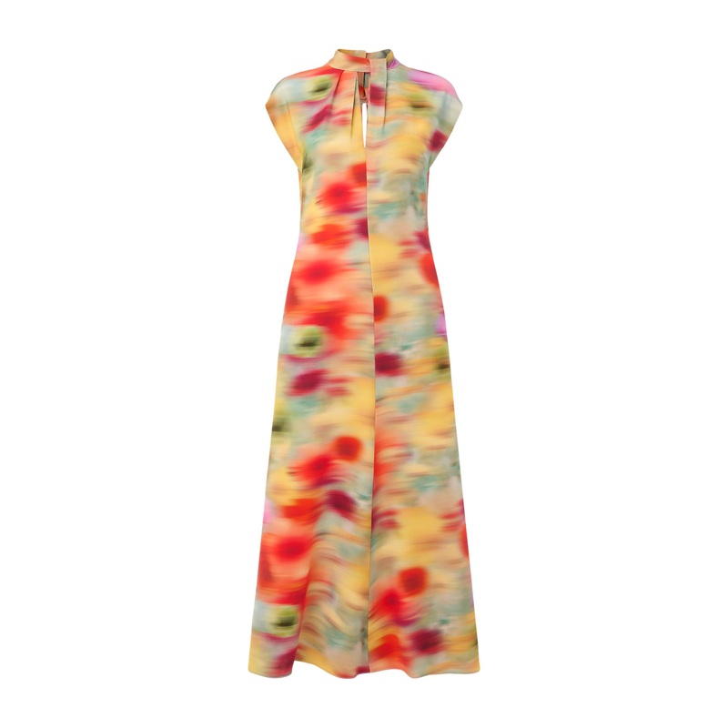 Multicolour Photographic Flower Midi Dress