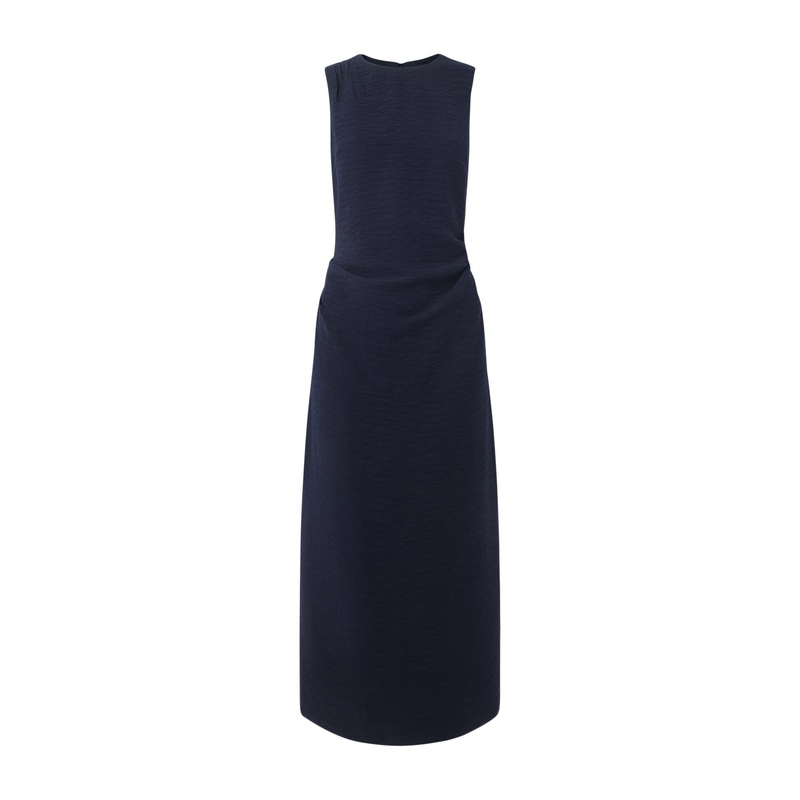 Navy Nora Textured Midi Dress