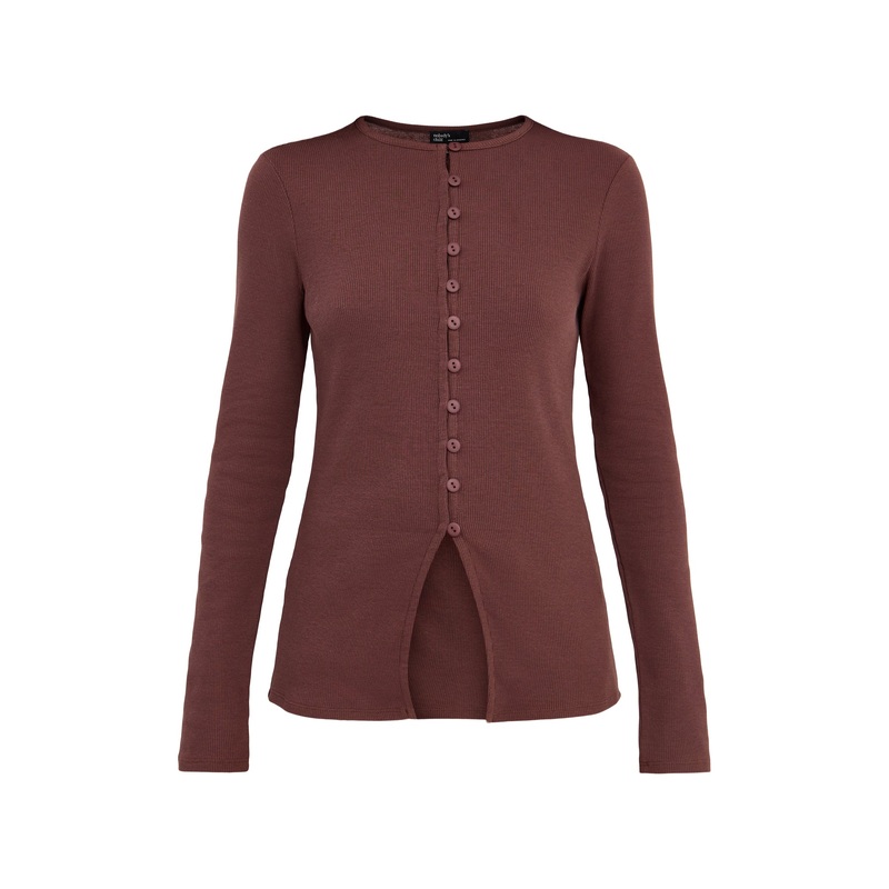 Rhea Ribbed Long Sleeves Waistcoat Top