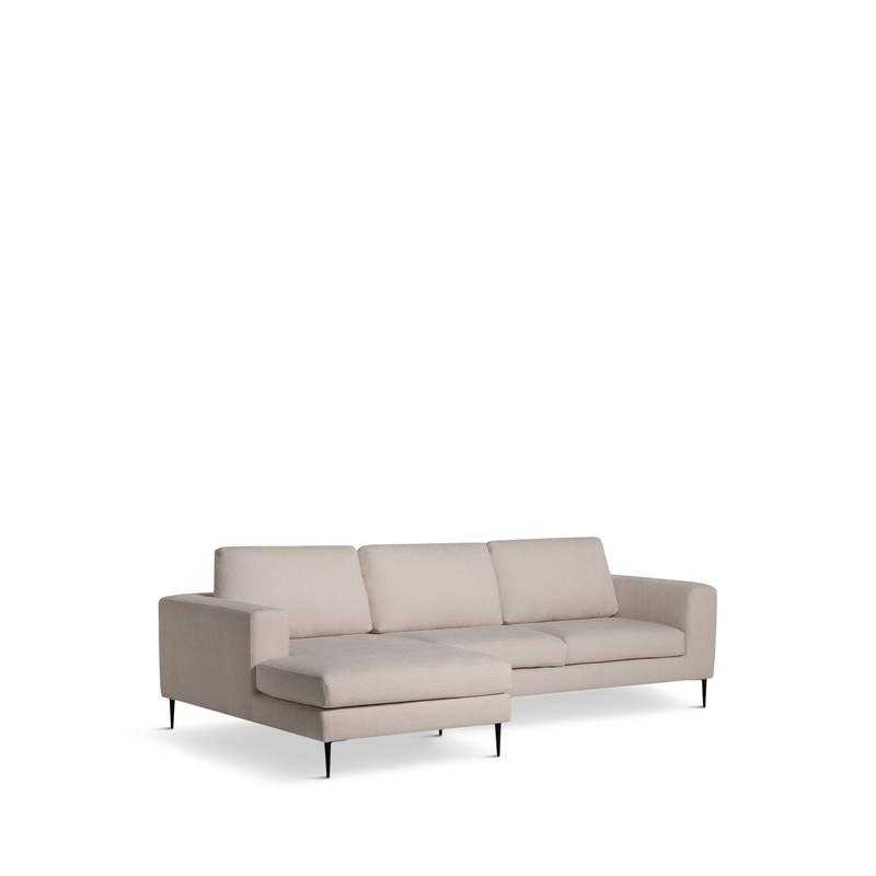 Sienna Boucle Fabric Left Hand Chaise Sofa With Steel Legs