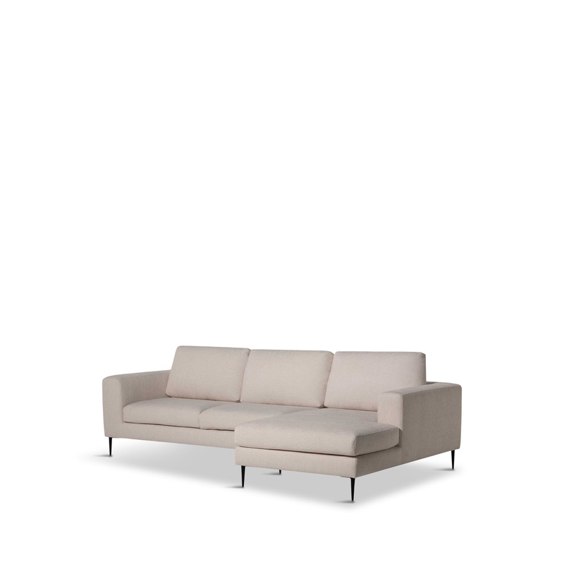 Sienna Boucle Fabric Right Hand Chaise Sofa With Steel Legs