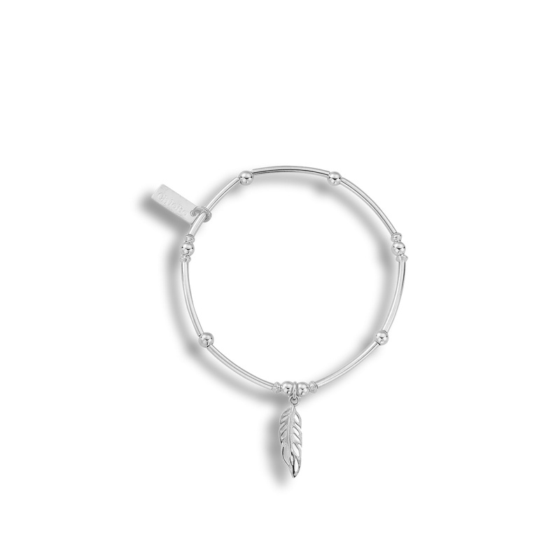 Silver Mini Noodle Ball Feather Bracelet