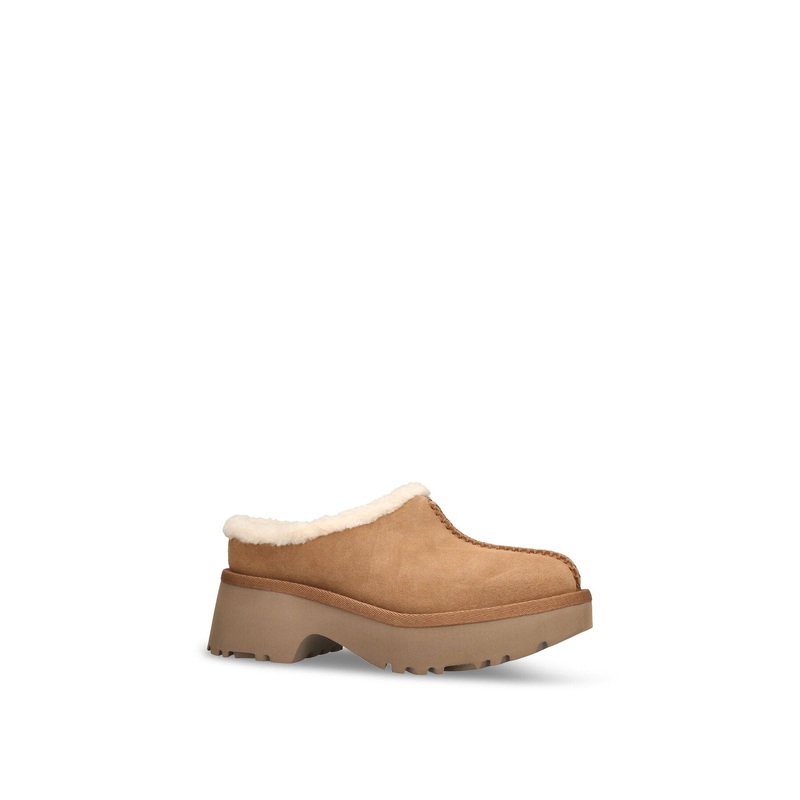 New Heights Cozy Clog Suede Slip Ons Tan