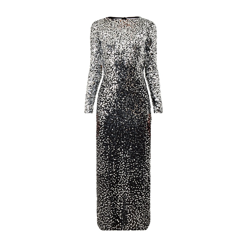 Sequin Ombre Long Sleeve Maxi Gown