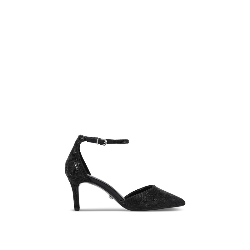 Shine Fabric Court Shoes Black
