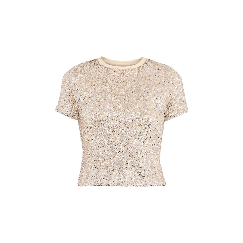 Silver Sequin Short Sleeve T-Shirt