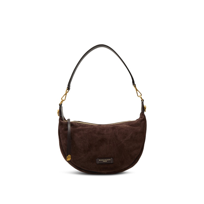 Aisha Suede Crescent Crossbody Moka