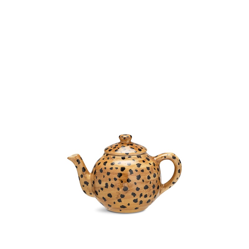 Brown Leopard Print Ceramic Teapot