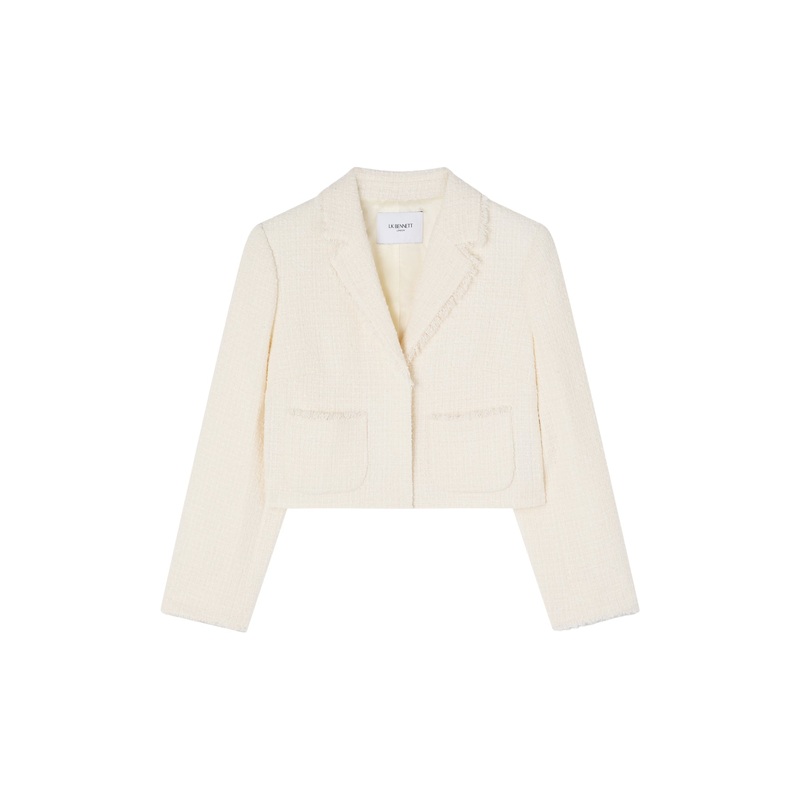 Cream Carla Ivory Cotton Cropped Collar  Jacket