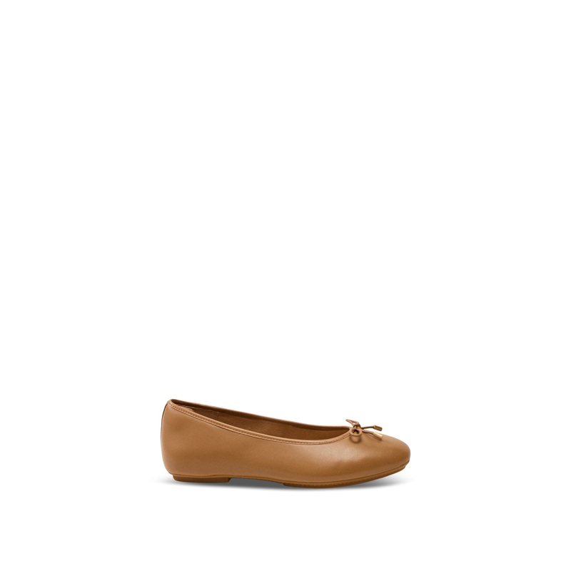 Delicato Bow Soft Leather Ballet Flats Desert Tan