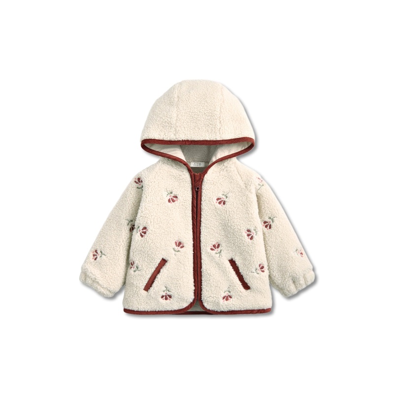 Embroidered Borg Jacket Cream