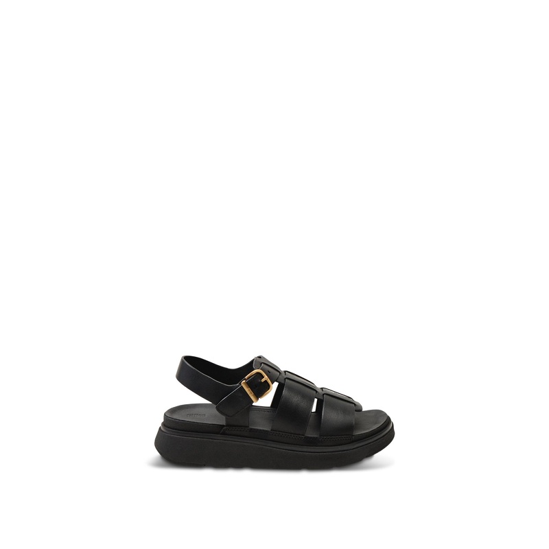 Gen-Ff Leather Fisherman Sandals All Black