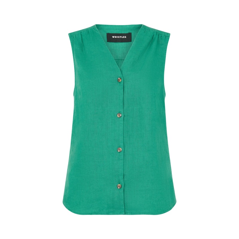 Green Laura Linen Tank
