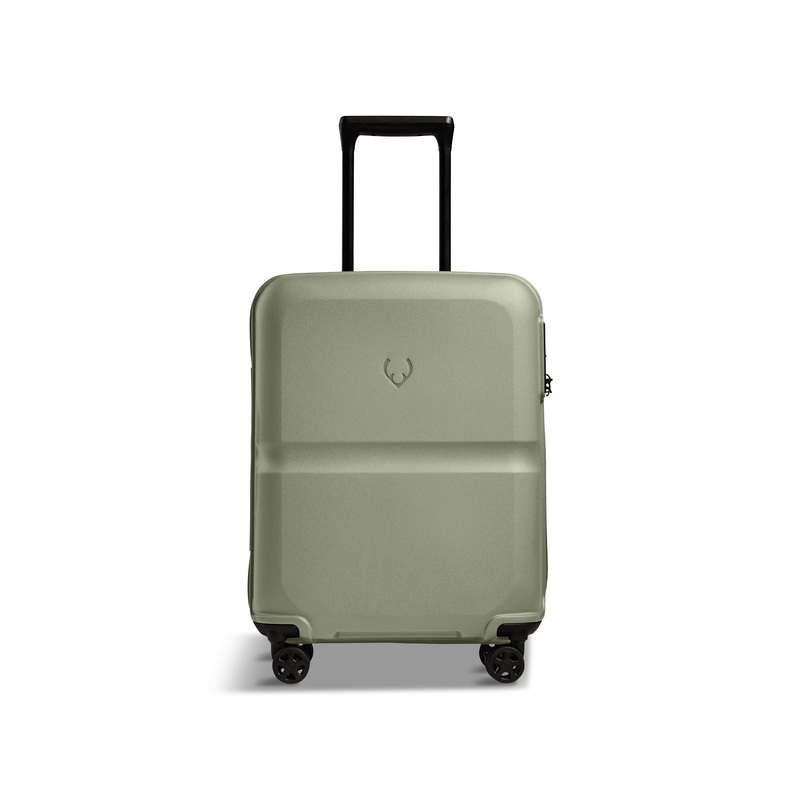 Green Single Stripe Spin Suitcase 55cm