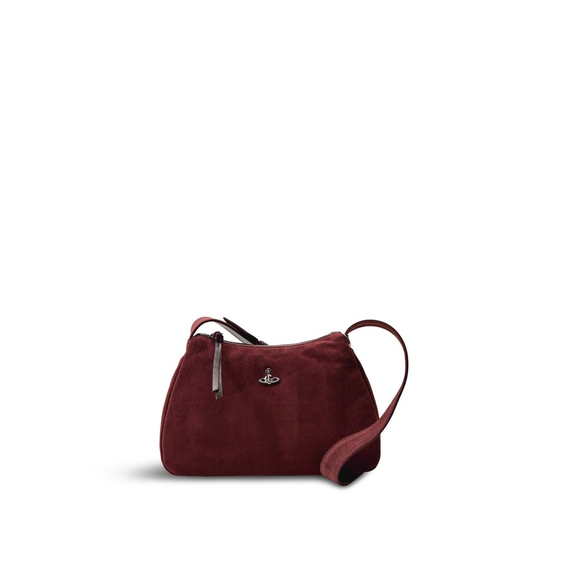 Kate Suede Shoulder Bag Burgundy