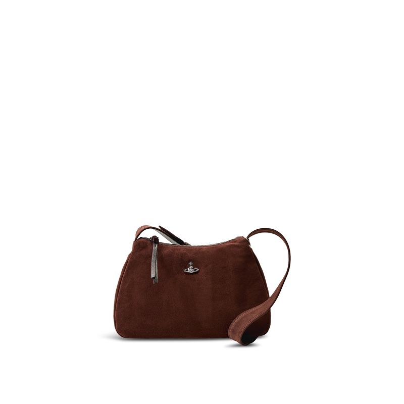 Kate Suede Shoulder Bag Chocolate Brown