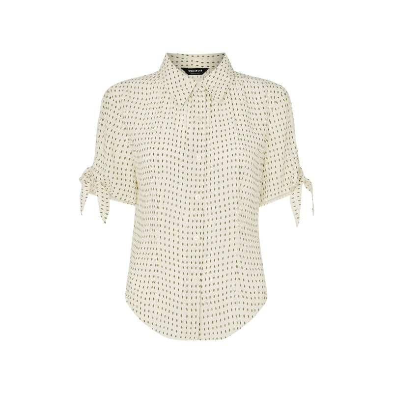 Khaki/Multi Oval Spot Tie Sleeve Shirt