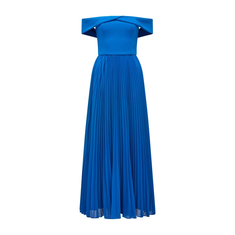 Louise Off Shoulder Pleated Midi Dress
