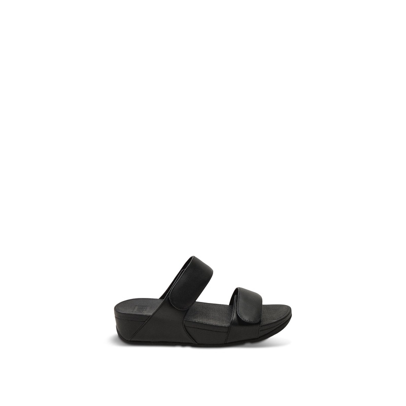 Lulu Adjustable Leather Slides All Black