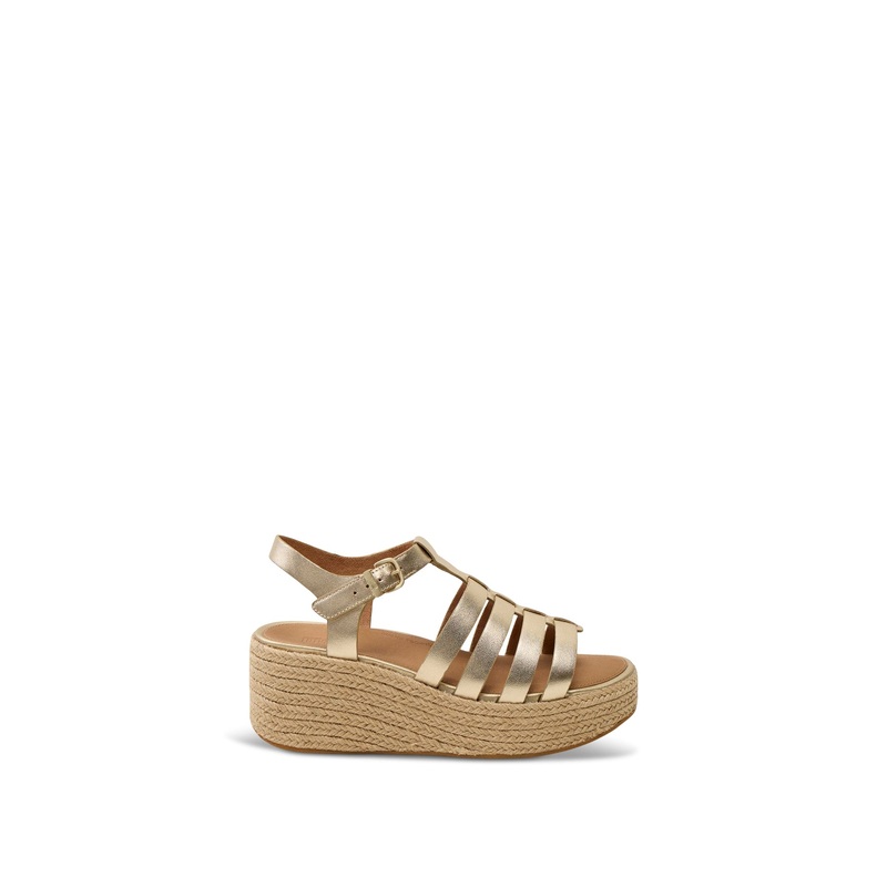 Platfforms Espadr. Leather Fisherman Wedge Sandals Platino