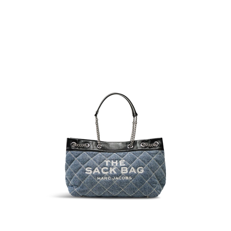 The Quilted Denim Chain Sack Bag Blue