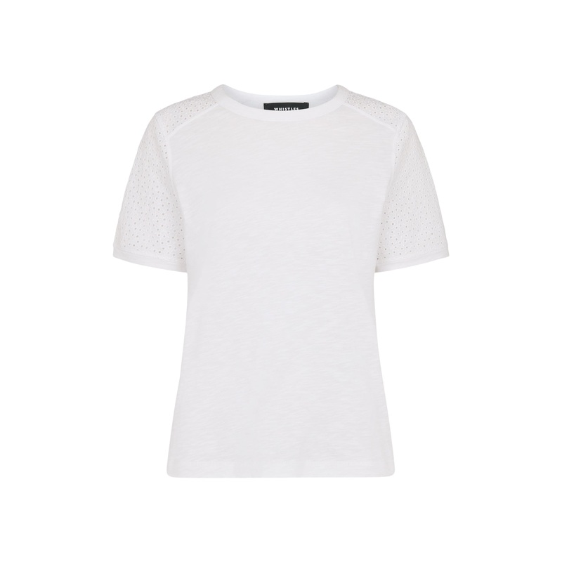 White Broderie Sleeve Detail Tee