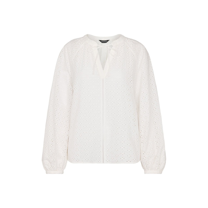 White Broderie V Neck Blouse