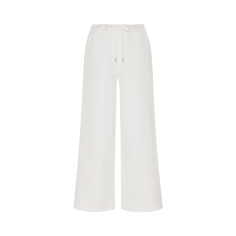 White Leona Linen Blend Trouser