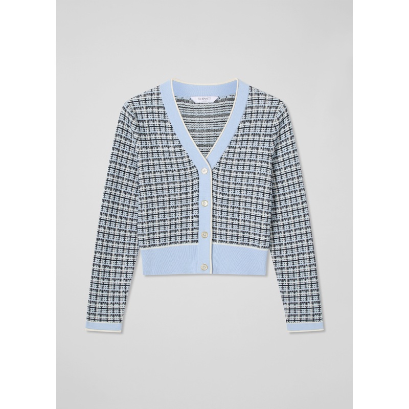 Blue Honey Cotton Blend Blue Cardigan