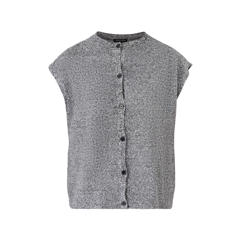 Crew Neck Linen Cotton Vest Grey