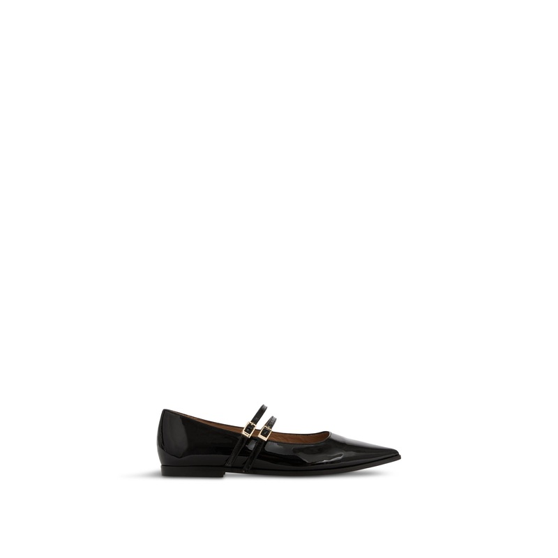 Lulu Black Patent Strap Rand Flat Black