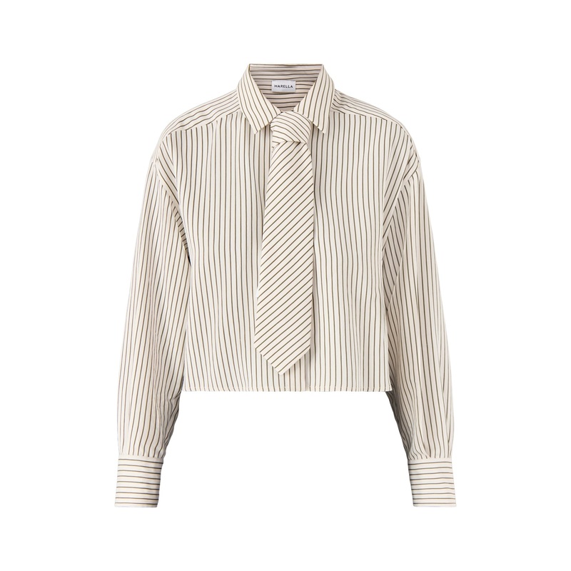Marella Duke Cropped Pinstripe Shirt White