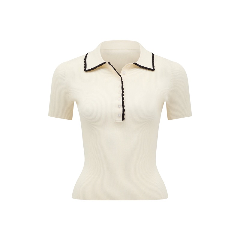 Reagan Contrast Trim Polo Neck Top