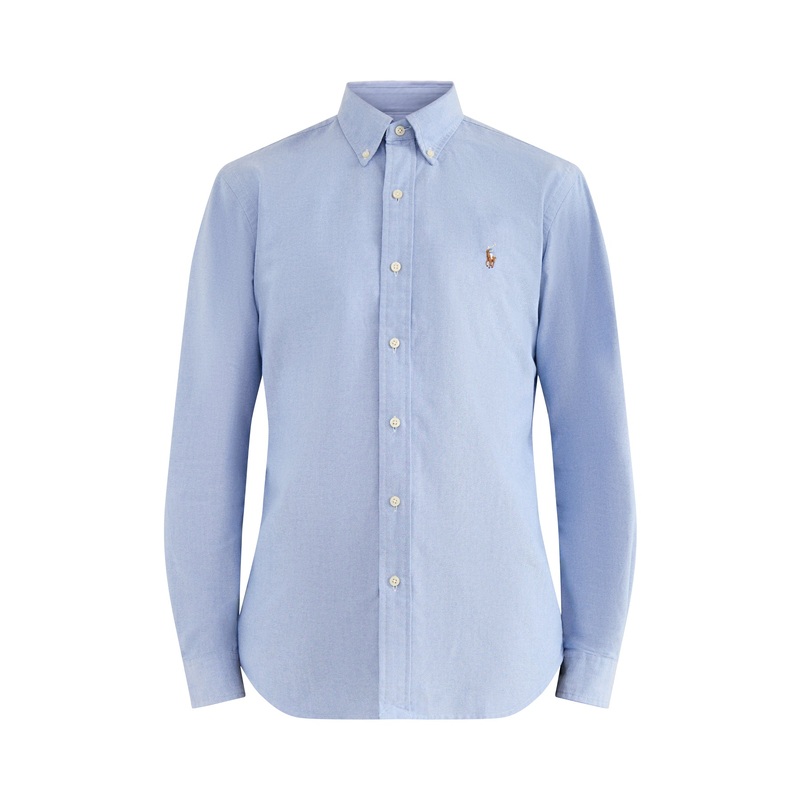 Custom Fit Oxford Long Sleeves Shirt Blue