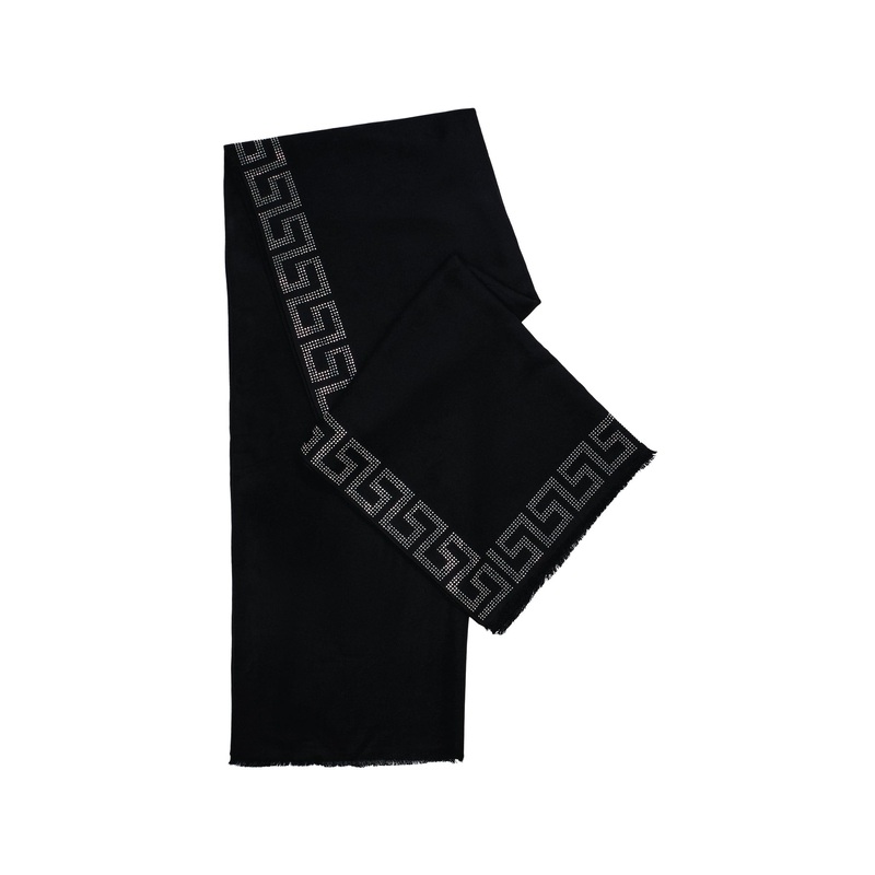 Geometric Border Wrap Scarf Black