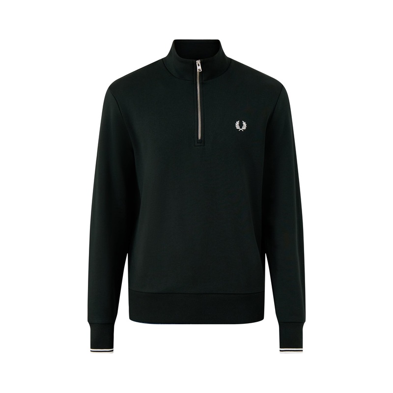 Half Zip Cotton Sweatshirt Black
