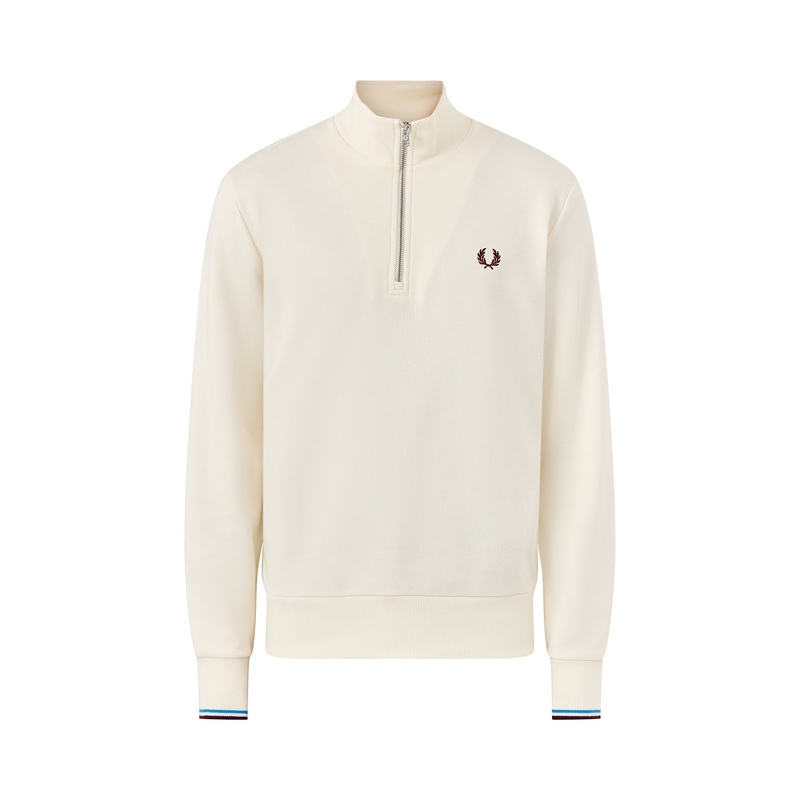 Half Zip Long Sleeves Sweatshirt White