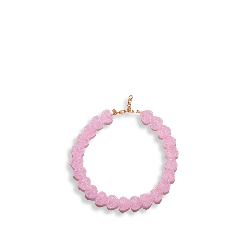 Jelly Heart Choker Necklace 18k Gold/Pink