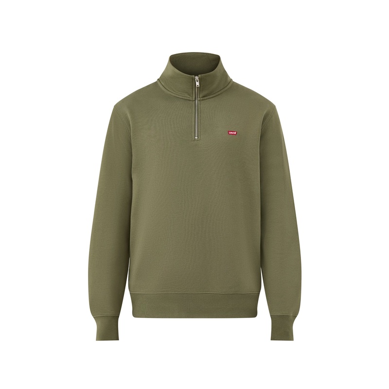 Original Long Sleeves Cotton 1/4 Zip Shirt Green