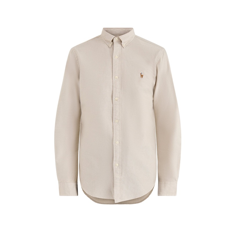 Slim Fit Cotton Oxford Shirt Cream