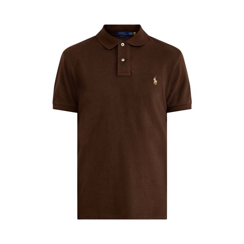 Slim Fit Cotton Polo Top Brown