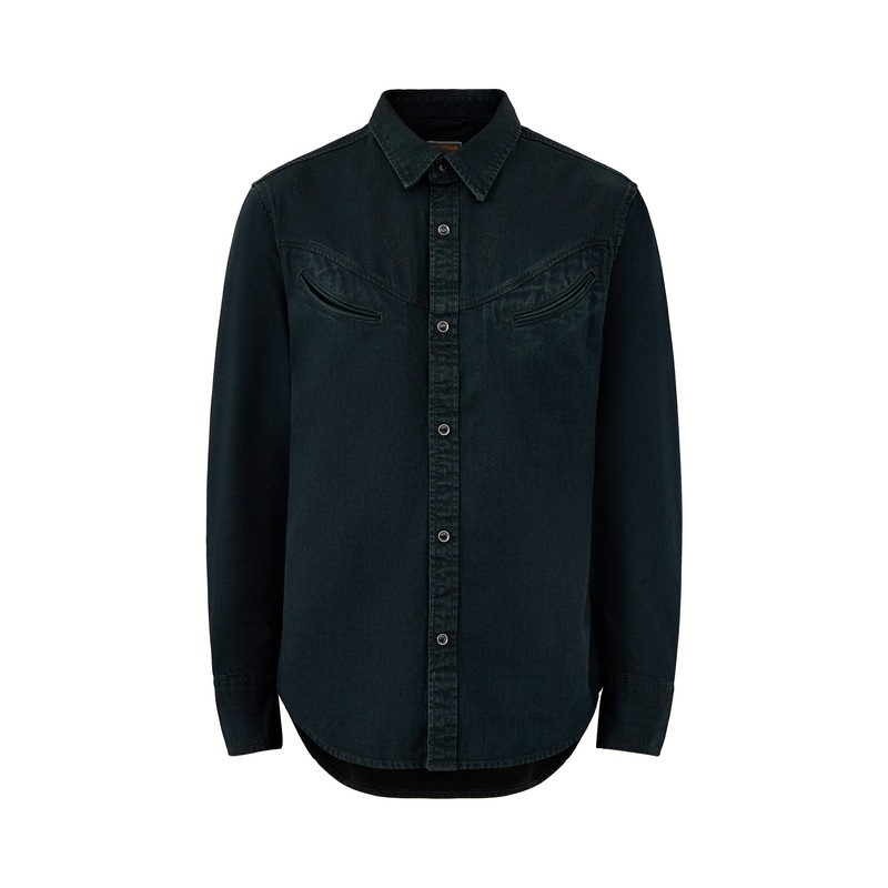 Smiley Western Denim Shirt Black