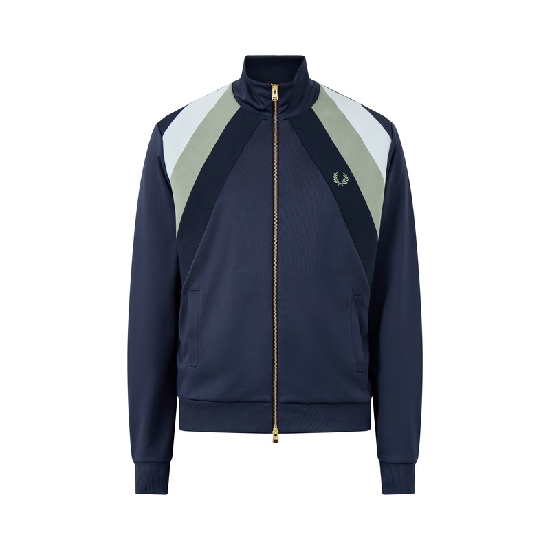 Striped Panel Track Jacket Blue