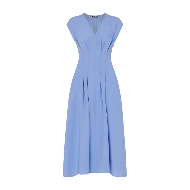 Blue Panel Linen Blend Dress