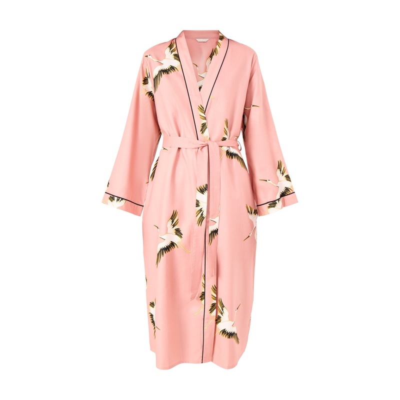 Crane Bird Dressing Gown Pink