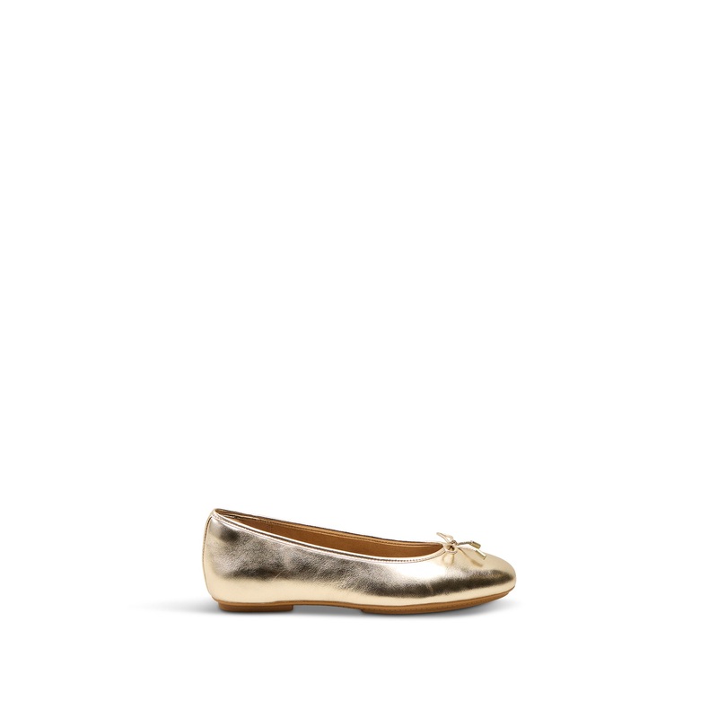 Delicato Bow Soft Metallic-Leather Ballet Flats