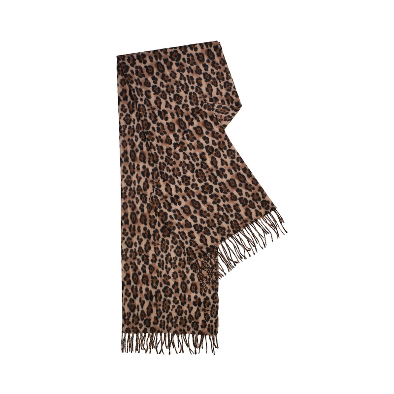 Leopard Print Scarf With Tassels