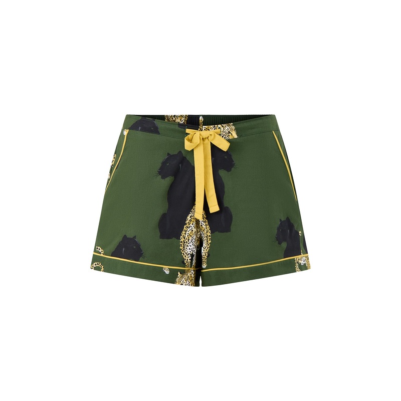 Leopard Print Shorts Olive Green